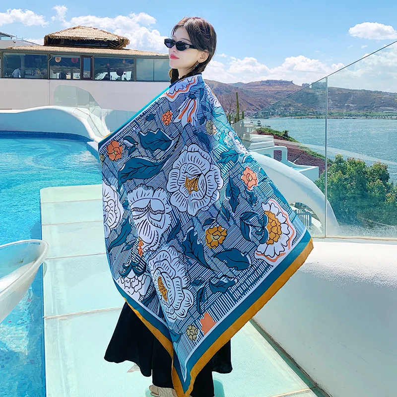 

Fashionable floral print Comfortable and breathable scarf, beach towel Holiday Travel Shawl