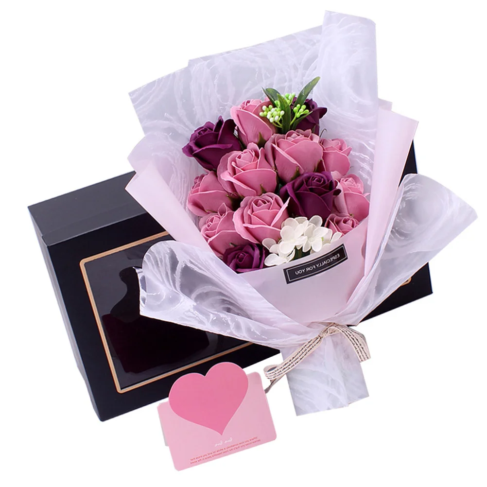 

Artificial Soap Rose Bouquet Gift Box Romantic Flower Arrangement Valentine Girl PresentBouquet Decorative