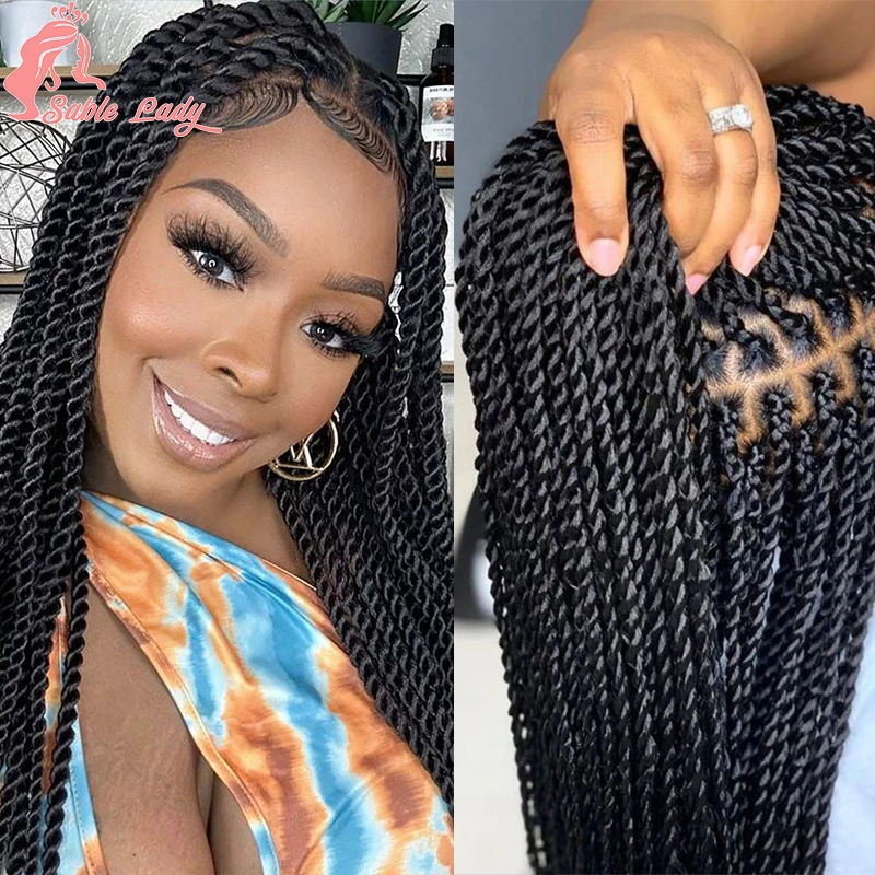 

Senegalese Twist Braided Wigs Synthetic Knotless Box Braids Wig for Black Women Full Lace Frontal Wig Goddess Box Braiding Wigs