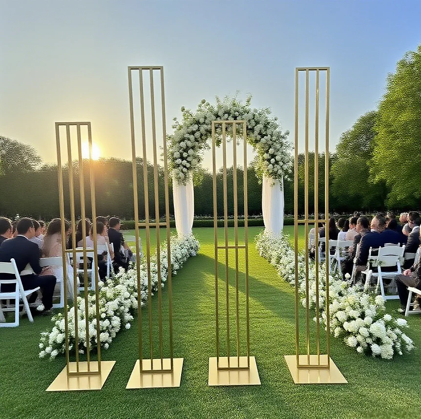 

Gold Wedding Arch Frame Rustproof Metal Stand for Outdoor Indoor Ceremony Balloon Floral Decor Photo Booth Backdrop