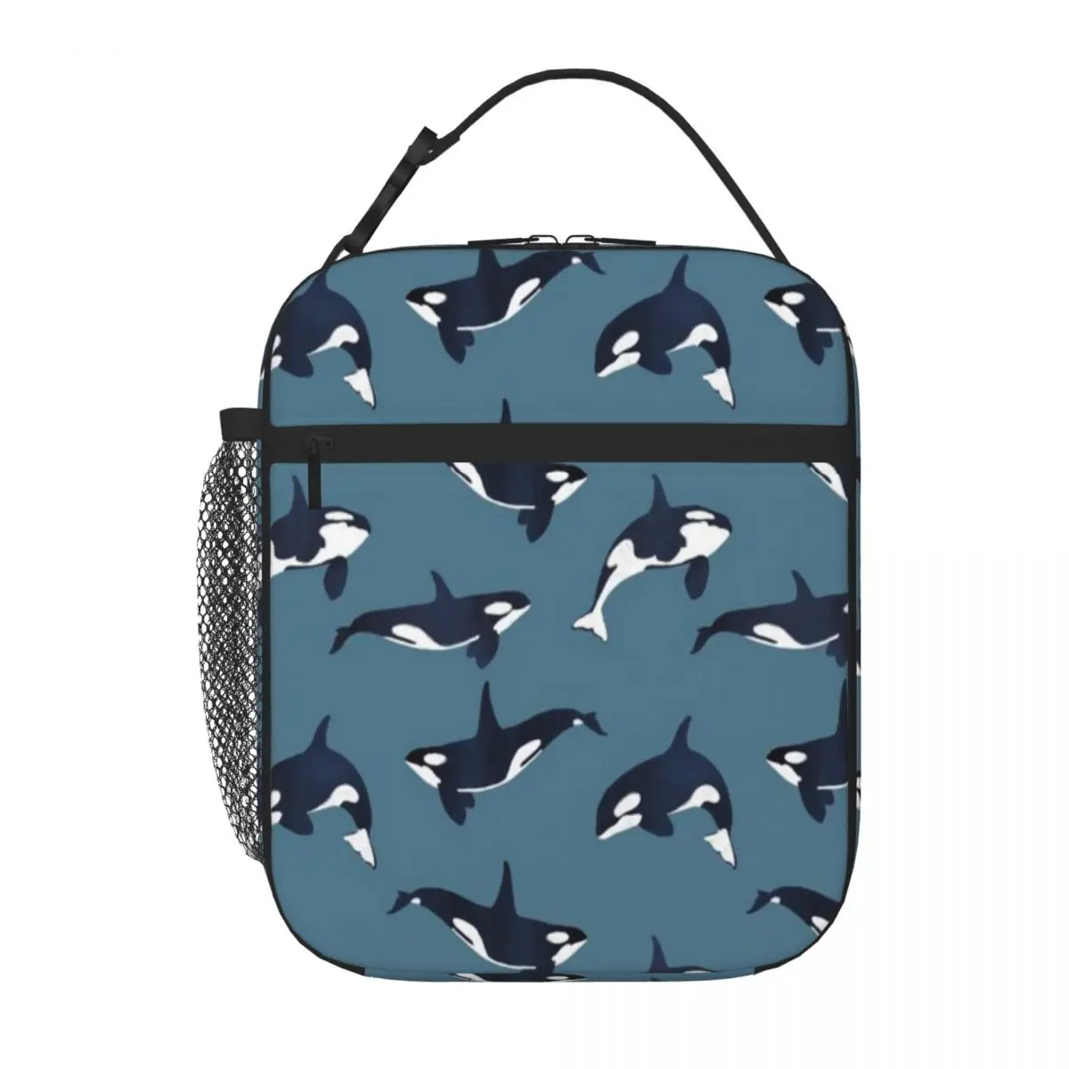 Bestselling Orca Pattern Killer Whale Blue Marble Print Student Lunch Bag Pet Snack Carry Compact Lunch Bag