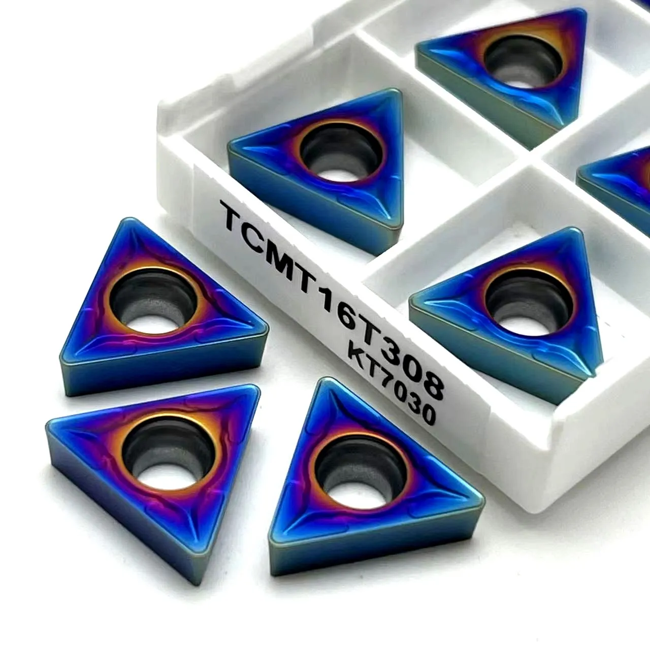 Inserto in metallo duro TCMT110204 TCMT16T304 KT7030 HRC60 utensile per tornitura in metallo nano blu utensili per tornitura esterni TCMT 110204 fresa