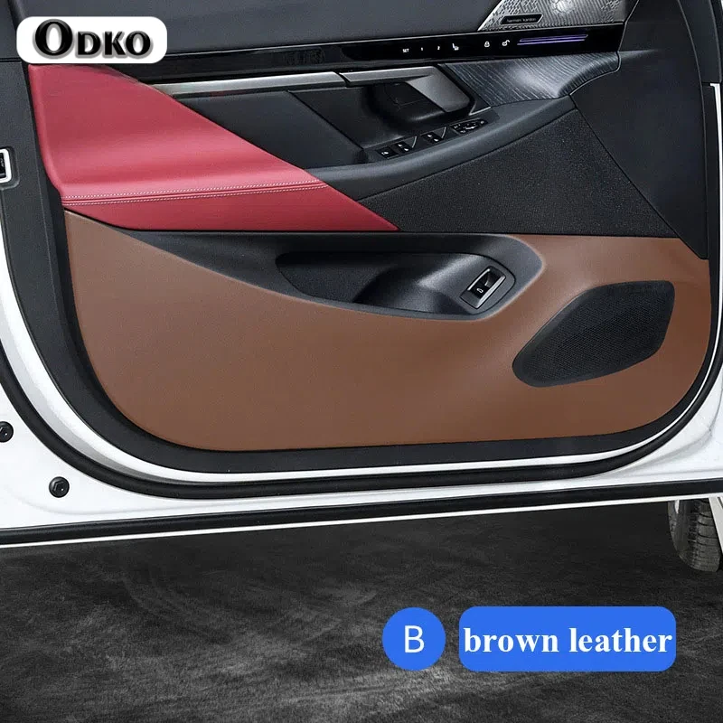 4PCS For BMW 5 Series G60 2024 G30 2021-2023 Leather Carbon Fiber Sticker Door Anti Kick Cover Protection Mat Car Accessories