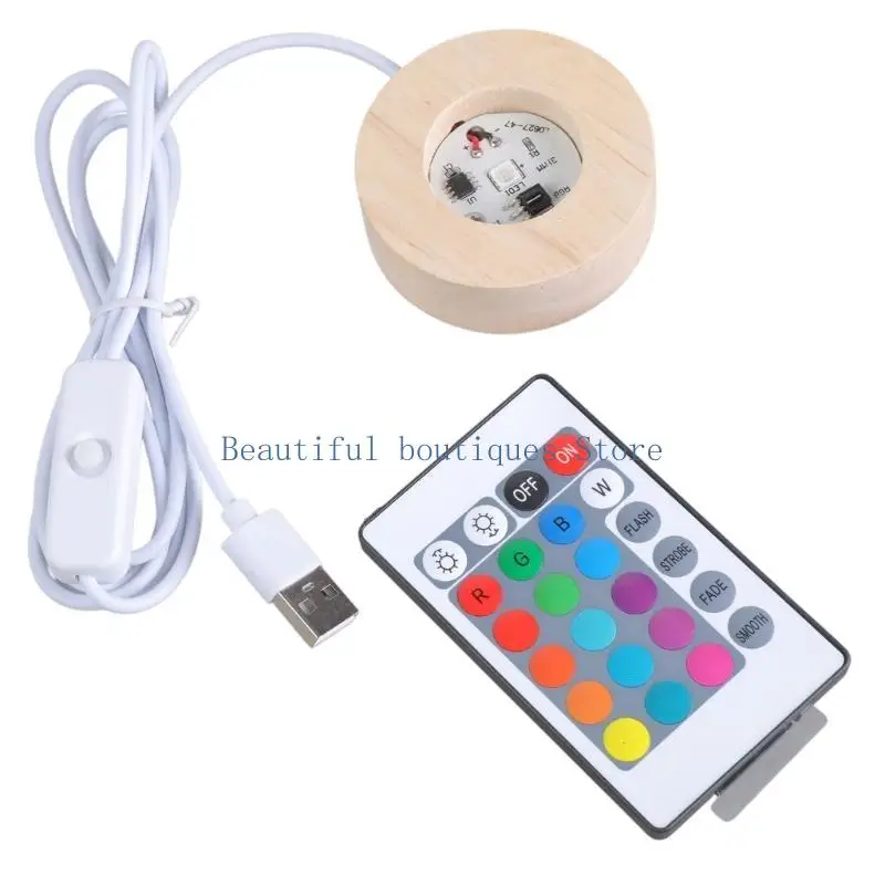 Visualizza in resina U4LF LED LED in legno 12 Colori RGB Base luce regolabile con telecomando