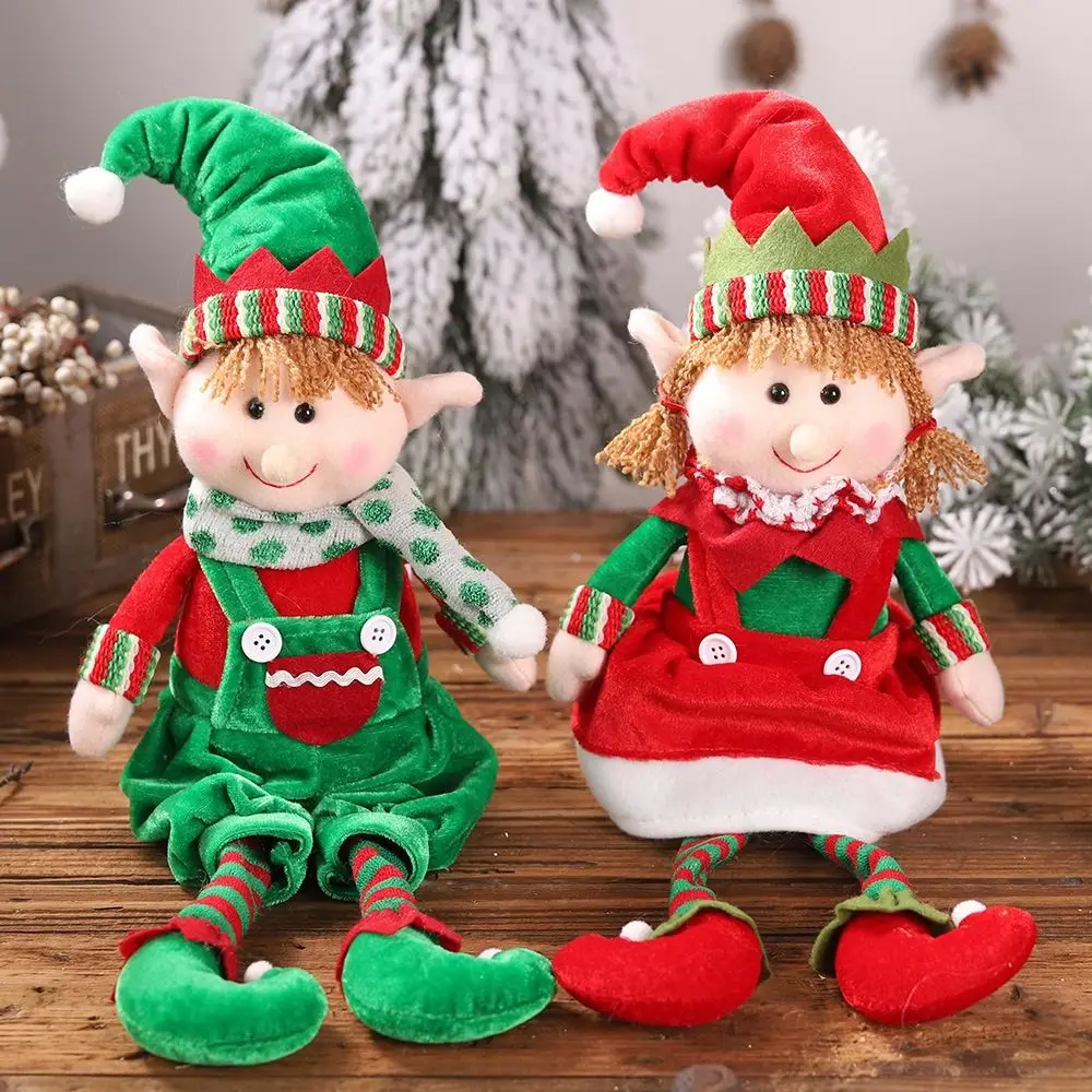 

Cute New Year Hanging Leg Photo Props Ornaments Sitting Posture Plush Doll Christmas Decoration Stuffed Doll Elf Toy Dolls