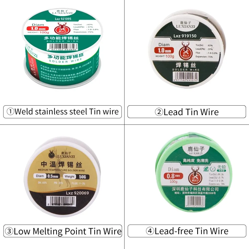 LUXIANZI 50/100g Lead Free Solder Wire with Rosin Core Soldering Wire Roll Low Melting Welding Wires No-clean 0.5/0.6/0.8/1.0mm