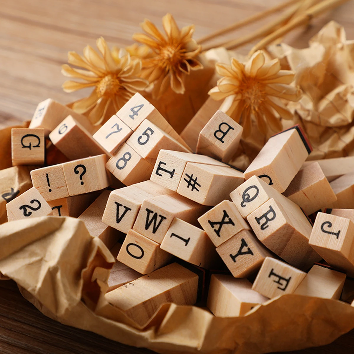 40Pcs Stempel Alfabet Vintage Kayu Karet Set Stempel Standar untuk Kerajinan Pembuatan Kartu Perencana Scrapbooking Jurnal