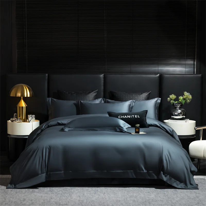 

1000TC Long-staple Cotton Solid Color Hotel Style Bedding Set Double Queen King Duvet Cover Flat/Fitted Sheet Pillowcases 4Pcs