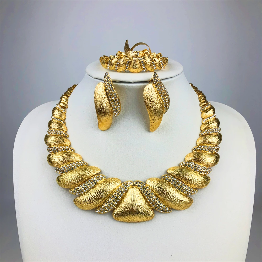 ESALE Necklace For WomenBig Necklace Jewelry Set Dubai Bridal Wedding Luxury Gold Plated Bracelet African American Jewelry Party