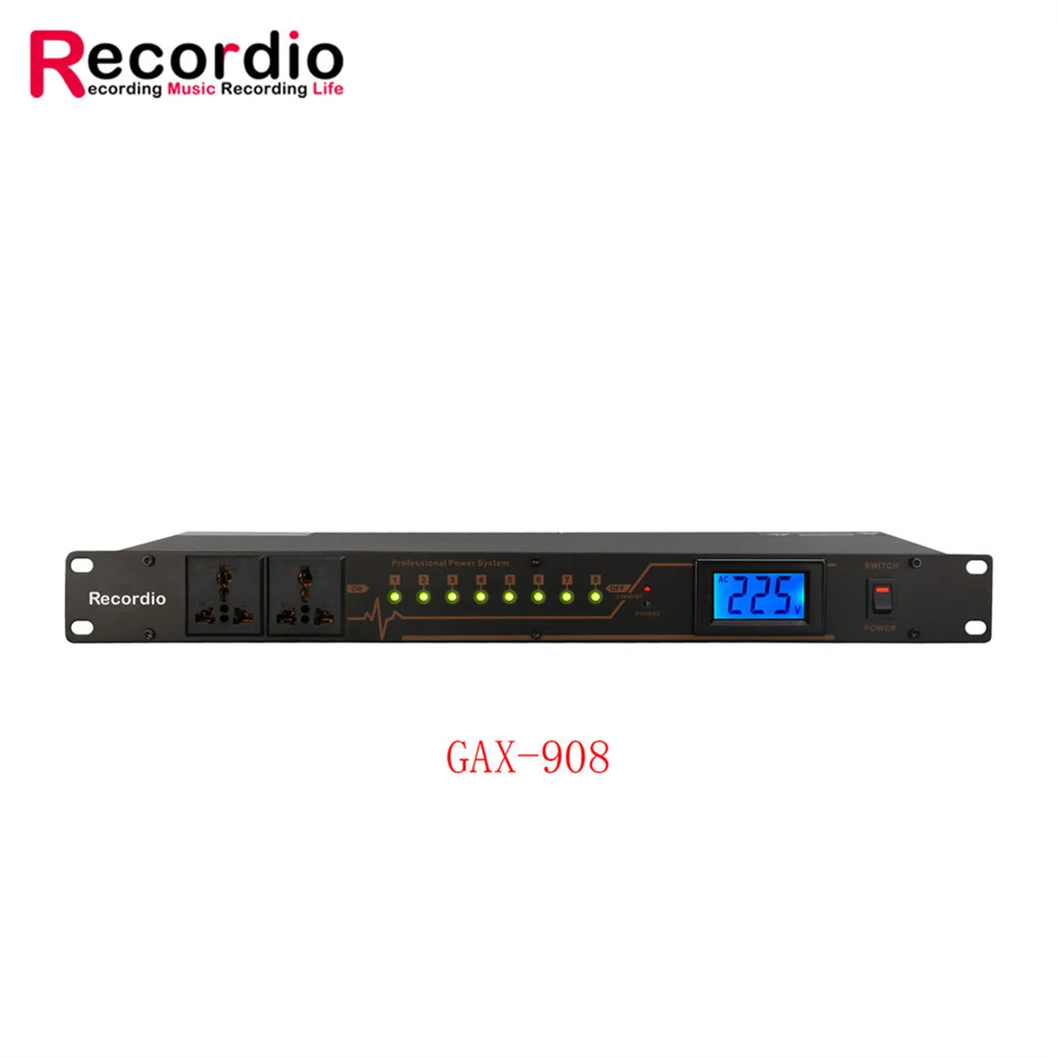 GAX-8008 sequenziatore di potenza professionale intelligente a 8 canali con interfaccia COM RS232