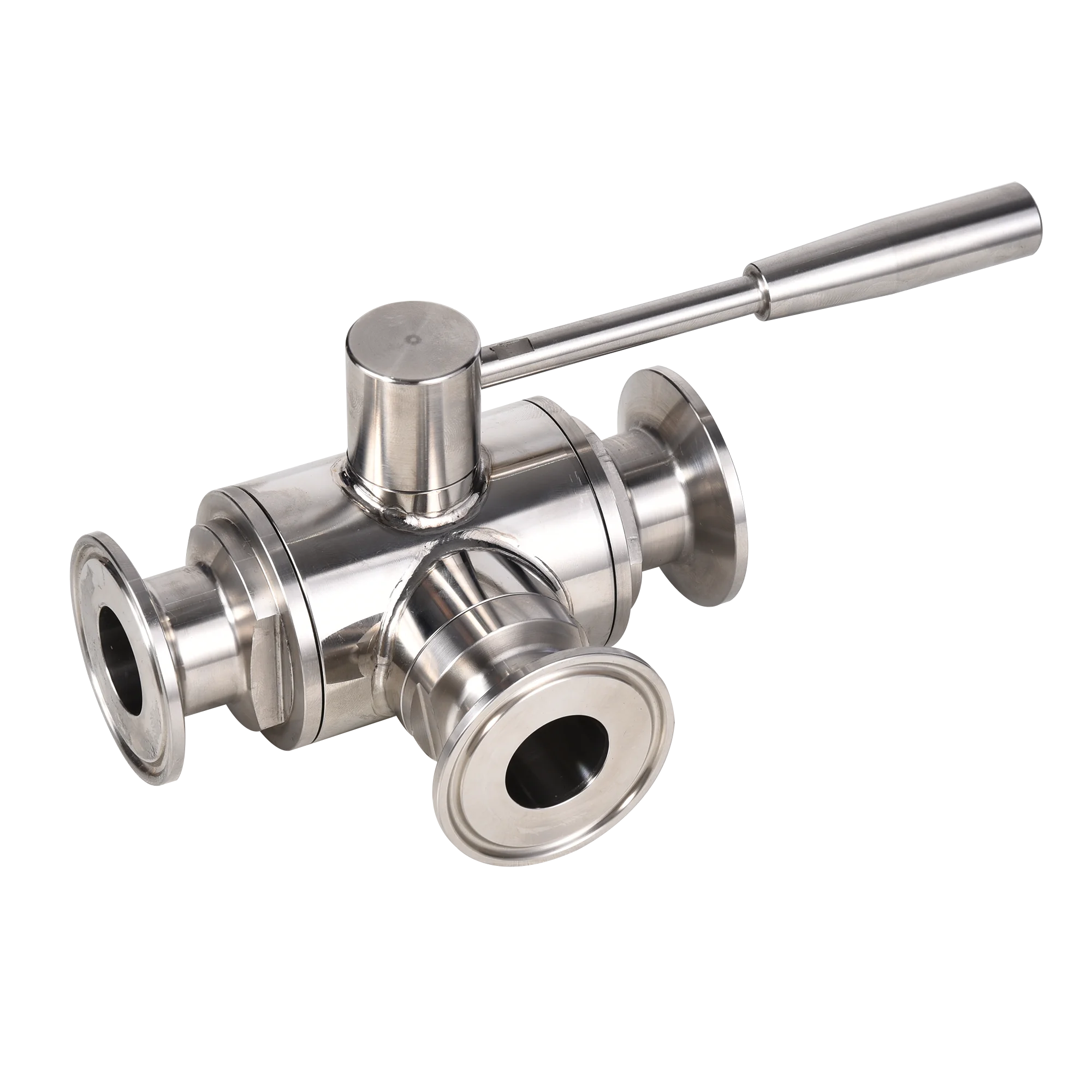 رائجة البيع 1/2 "الفولاذ المقاوم للصدأ 3 طريقة المشبك الكرة صمام الصحية دليل الكرة صمام مقبض سحب 3 طريقة الكرة صمامات