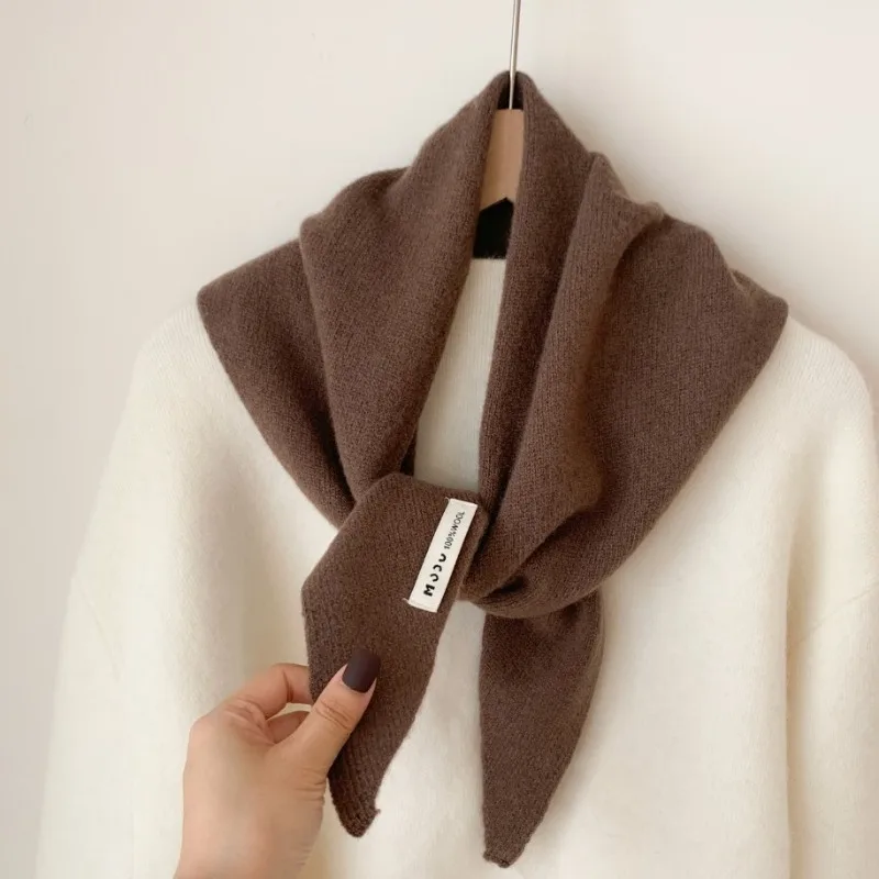 100% Wool Women's Knitted Triangle Scarf Shawl Warmth for Autumn and Winter Multifunctional All - Match Small Scarf for Ladies