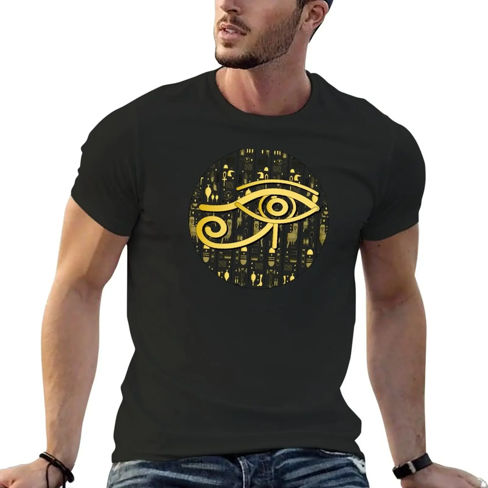 eye of horus, egypt lovers, egyptian hieroglyphs,ancient egyptian T-shirt summer clothes customizeds Men's t-shirt