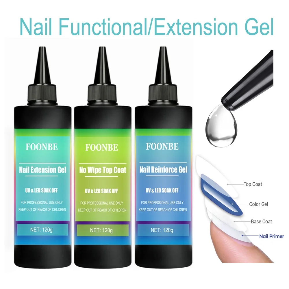 

120g Functional Nail Gel No Wipe Top Coat/ Removable Base Gel /Matte Top Coat/ Tempered Top Coat Primer Reinforce Extension Glue