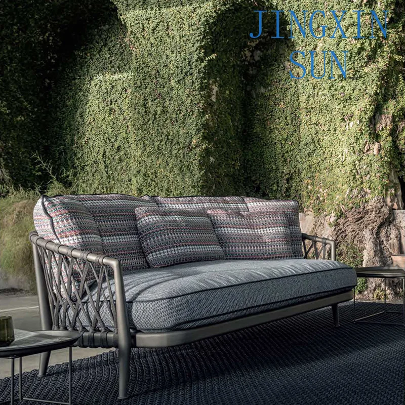 Rattan sofa outdoor courtyard scenic spot terrace public place negotiation office leisure sofa coffee table combination