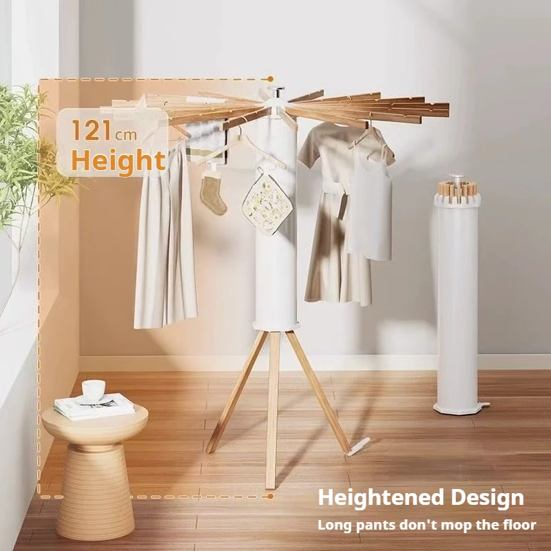 Clothes Drying Rack Foldable Floor Standing Tripod Clothes Drying Rack Collapsible Rotating Drying Rod Clothes Dryer Space Saver