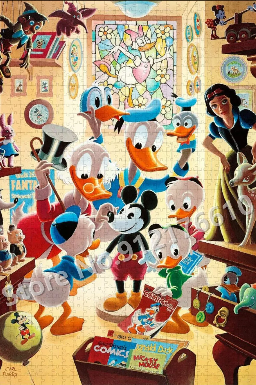 Snow White Mickey Pinocchio Dumbo Jigsaw Puzzle 300/500/1000 Pieces Nursery Cartoon Disney Comic Assembling Puzzle Kids Toys