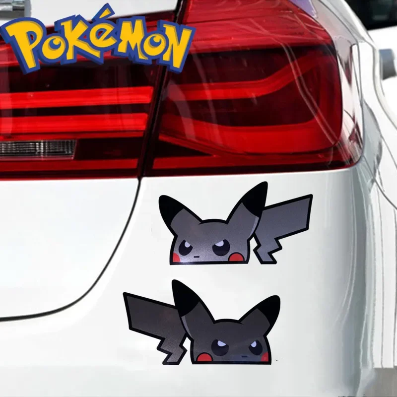 Pokemon Anime Black Sticker Cartoon Pikachu Gengar Car Decoration Sticker Fuel Tank Cap Sticker Children\'s Toy Birthday Gift