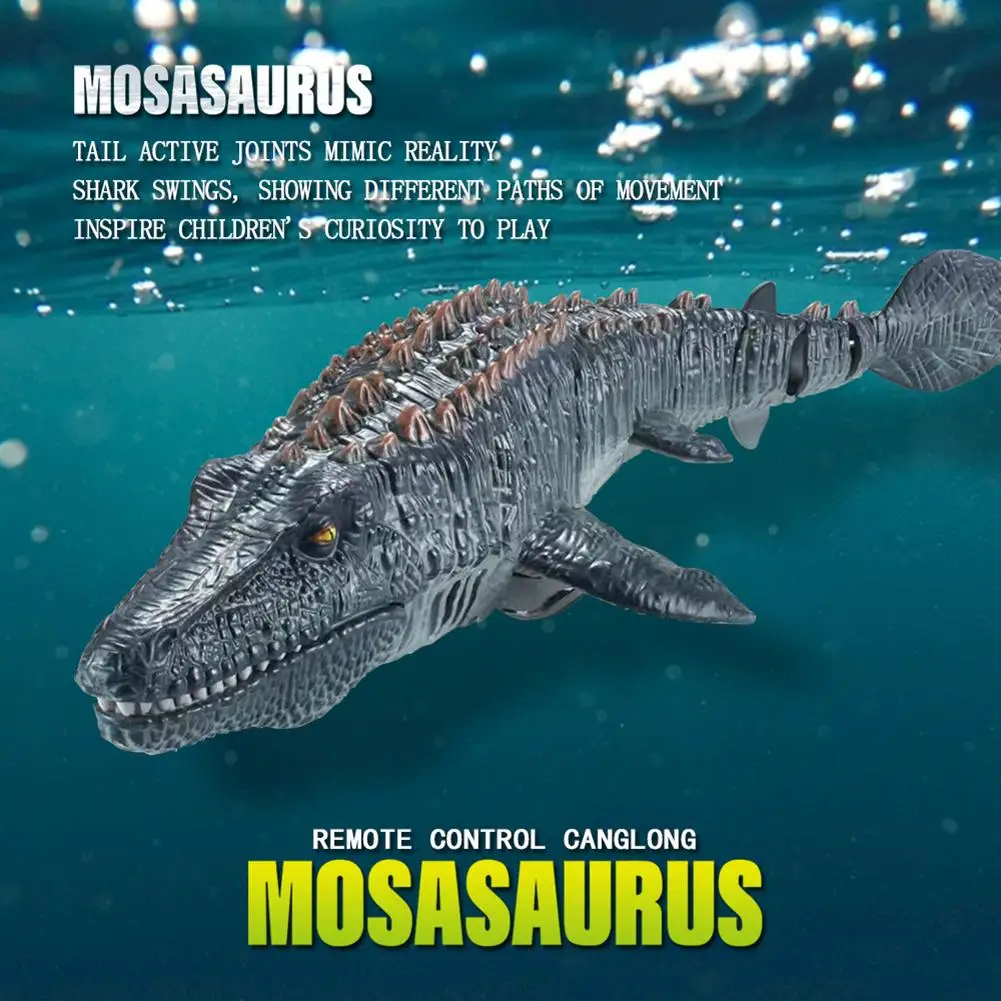 Dinosauro telecomandato per bambini Mosasaurus Diving Toys Rc Boat Light Spray Water per piscina lago bagno Ocean Bath Toy