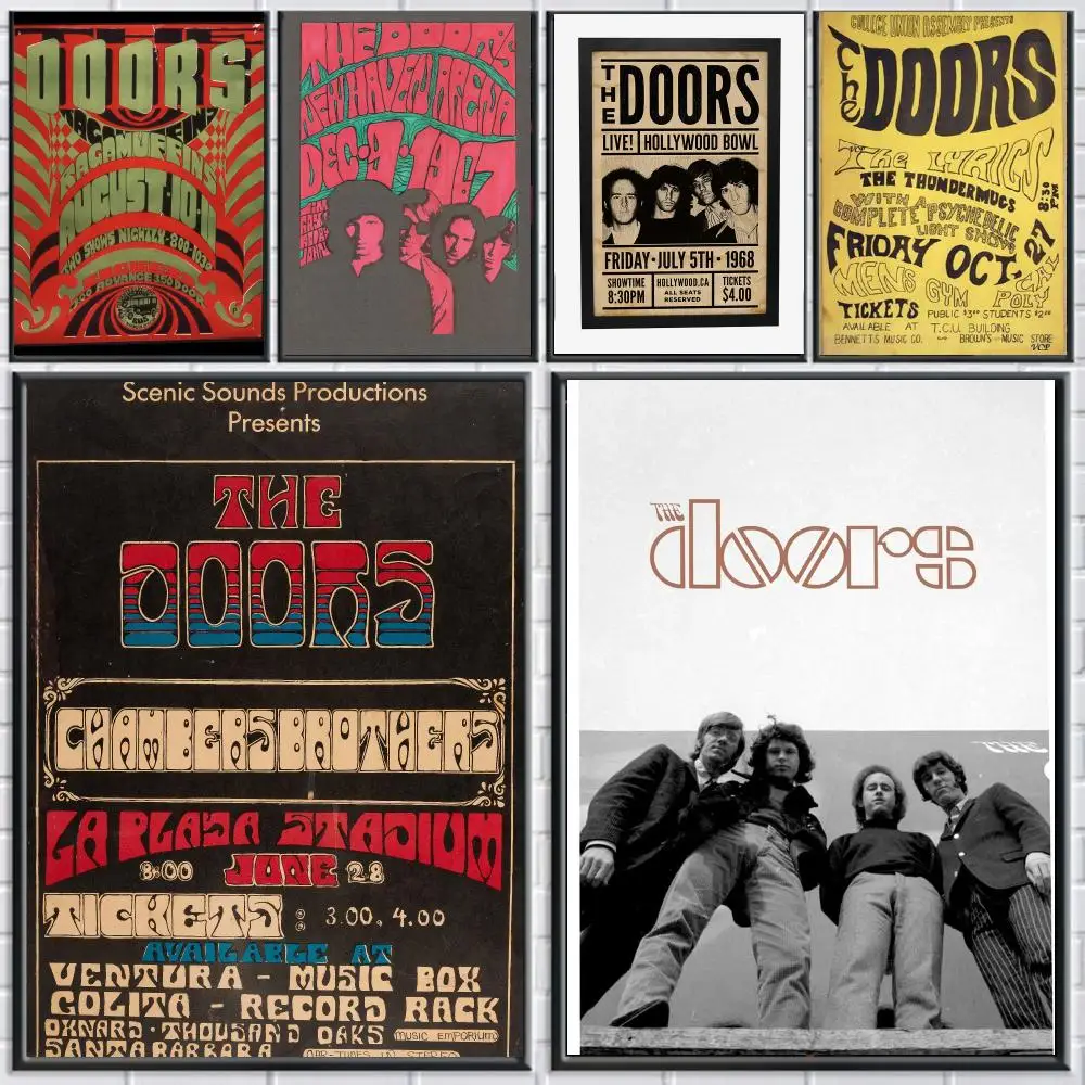 band T-The Doors-S Poster Peel and Stick Wall Art for Cafe Office Bar and Home Decoration