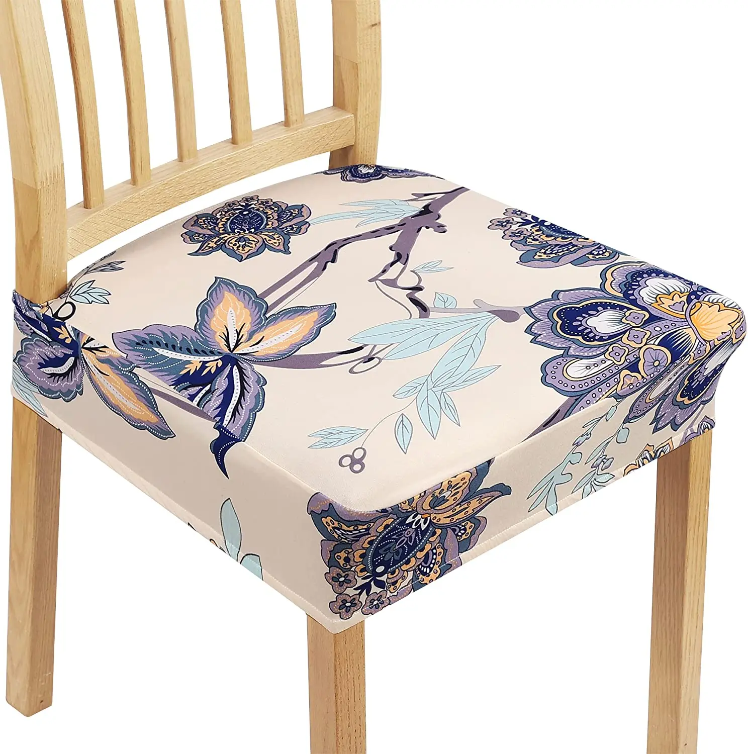 1 Piece Dining Chair Seat Covers For Dining Chairs, Stretch Printed Removable Washable Chair Covers