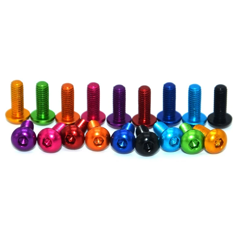10pcs ISO7380 Aluminum Button Head Screw M3 M4 M5 M6*5/6/8/10/12/16/20/25 Colourful Aluminum Hex Allen Socket Round Head Screw