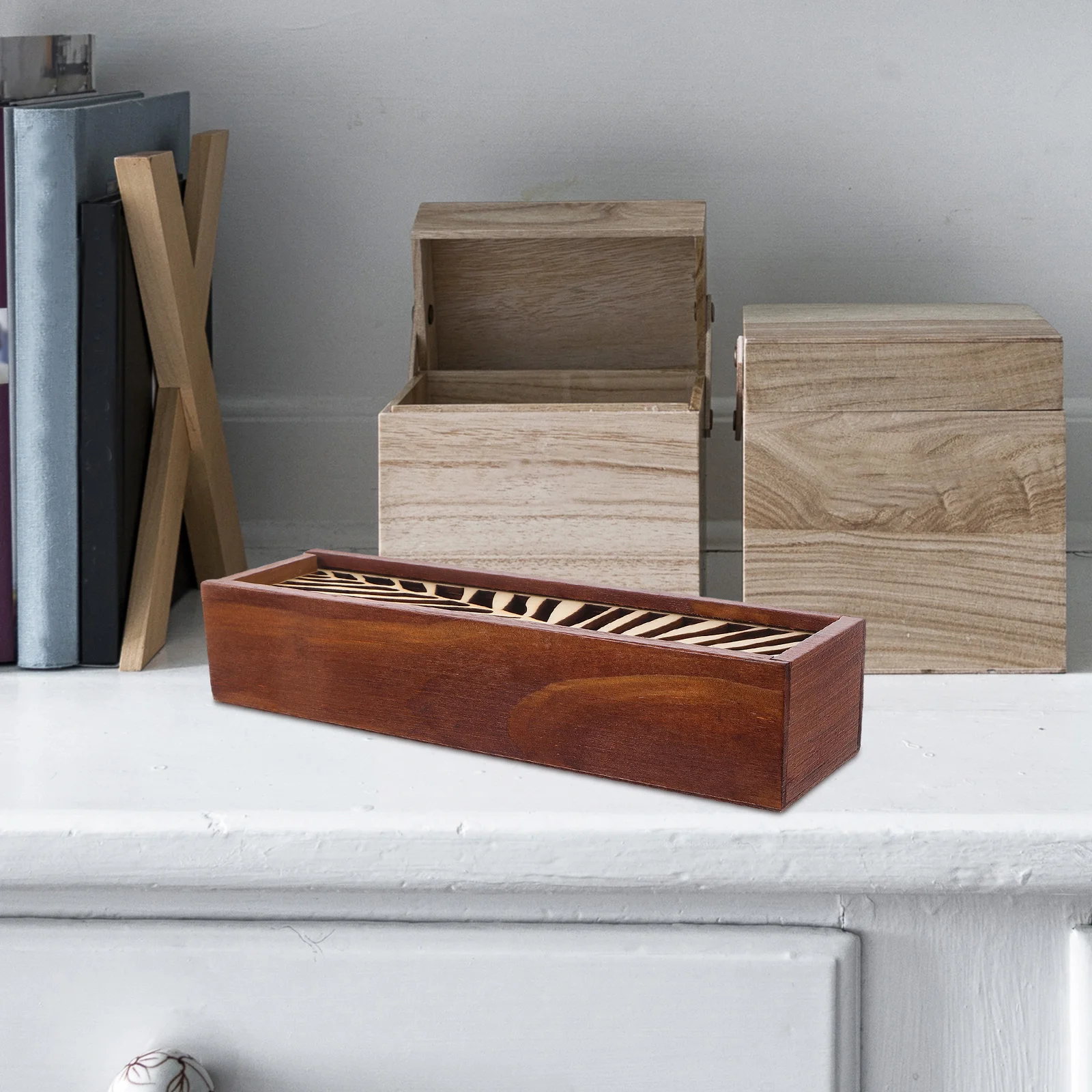 

Stationery Storage Box Wood Boxes Wooden for Decor Pretty Pen Holder Pencil Case