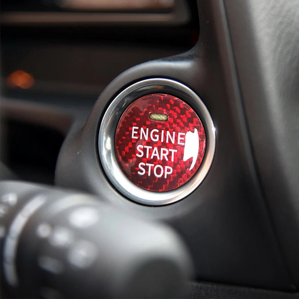 Car Keyless Engine Start Stop Push Button Cover for Mazda 3 6 CX-3 CX-5 CX-9 MX-5 Miata Interior Carbon Fiber Decorative Sticker