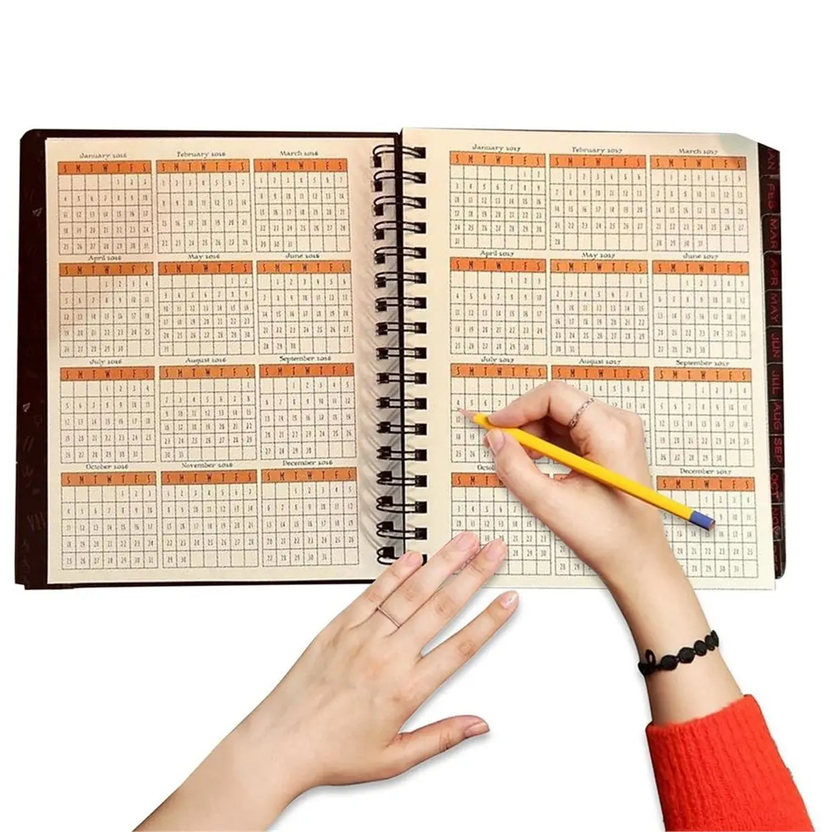 Waiting for the Night 2026: Spiral Dated Weekly Planner, January-December, 21x15cm Hardcover with Stickers & Bookmarks