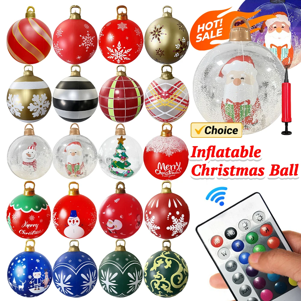 

24 Inch Giant Inflatable Christmas Balls PVC Giant Inflatable Christmas Balls with Lights for Holiday Party Indoor Outdoor Decor