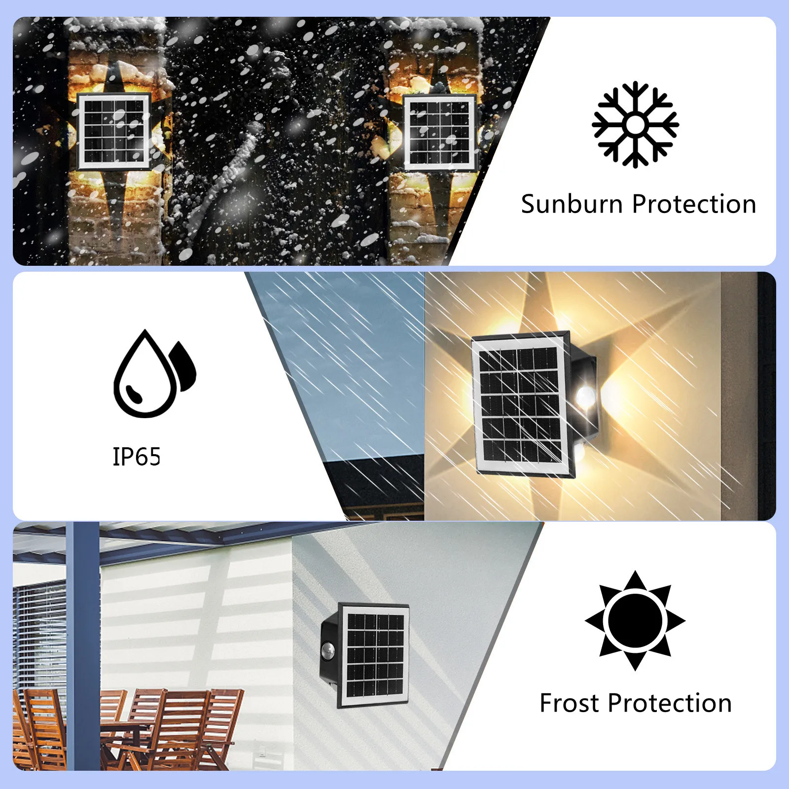 Solar LED Light Outdoor 6 LED Wall Lamp High Brightness Lighting Solar Street Outdoor Light for Outdoor Garden Decoration