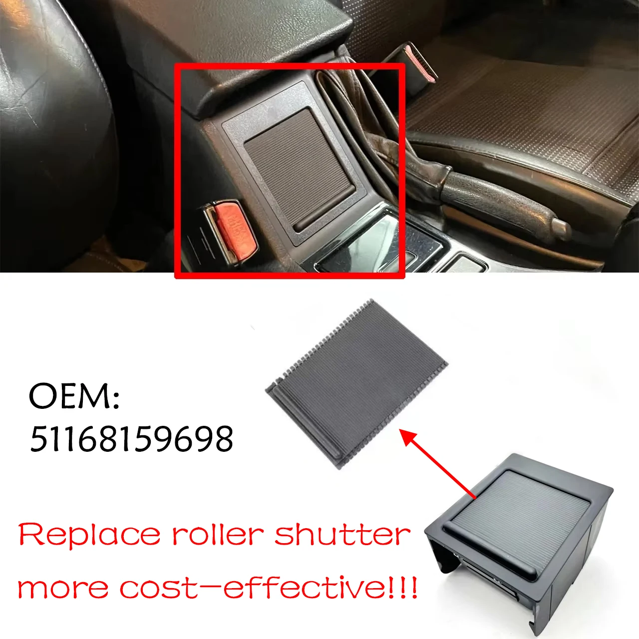 51168159698 Centre Console Coin Storage Tray Compartment Cover For BMW E39 5 SERIES 1997-2003 Slide Roller Blind Cover