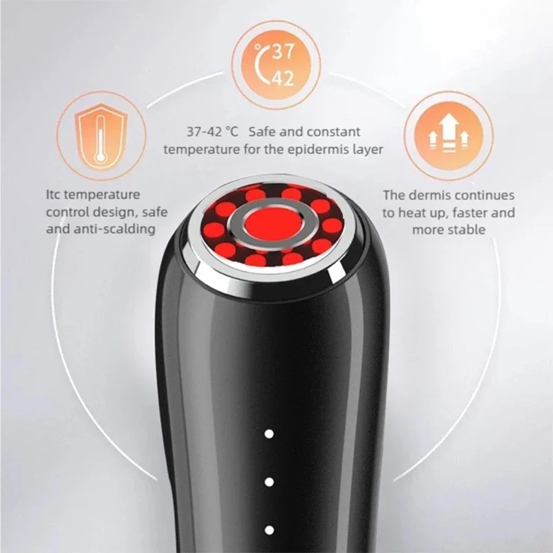 Mini dispositif ultrasonique RF EMS pour raffermissement de la peau du visage, rouge et bleu, appareil de Lifting du visage, menton, cou, yeux, masseur Anti-rides, usage domestique