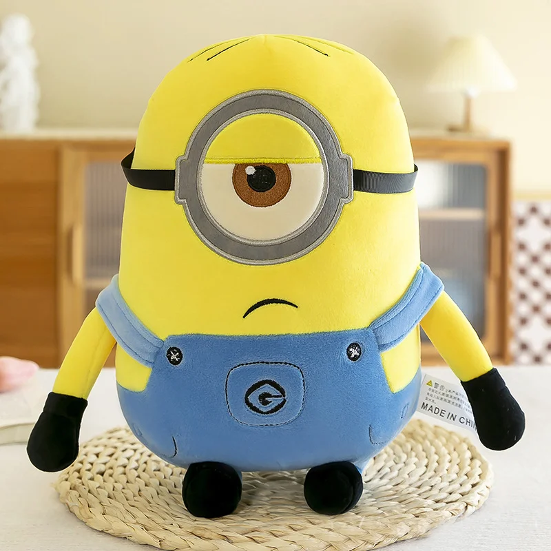 Minions Filme Periferia Yellow Bob Plush Stuart, Brinquedos de pelúcia em jeans, bonecas macias, decoração travesseiro, presente de aniversário para crianças