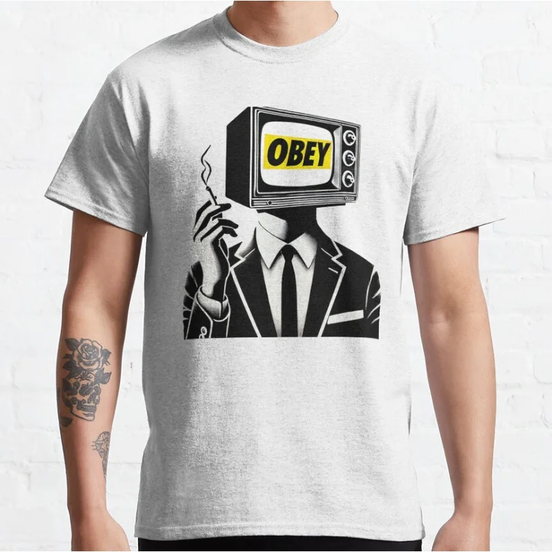 Funny Obey tv head smoking man Retro Horror movie They Live Obey meme consume 80s Alien Graphic T Shirts large size Adult S-6XL