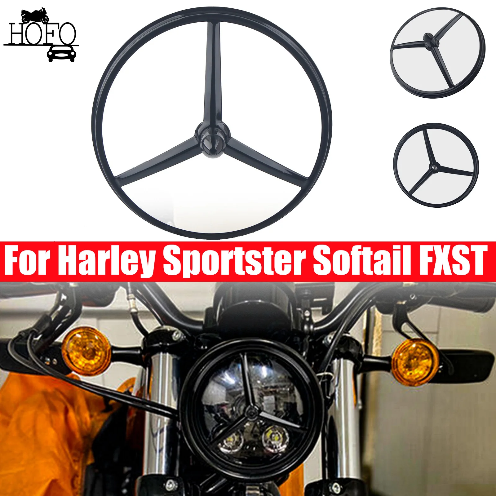 

5.75" Bullet Style Headlight Trim Ring Cover For Harley Sportster Softail FXST