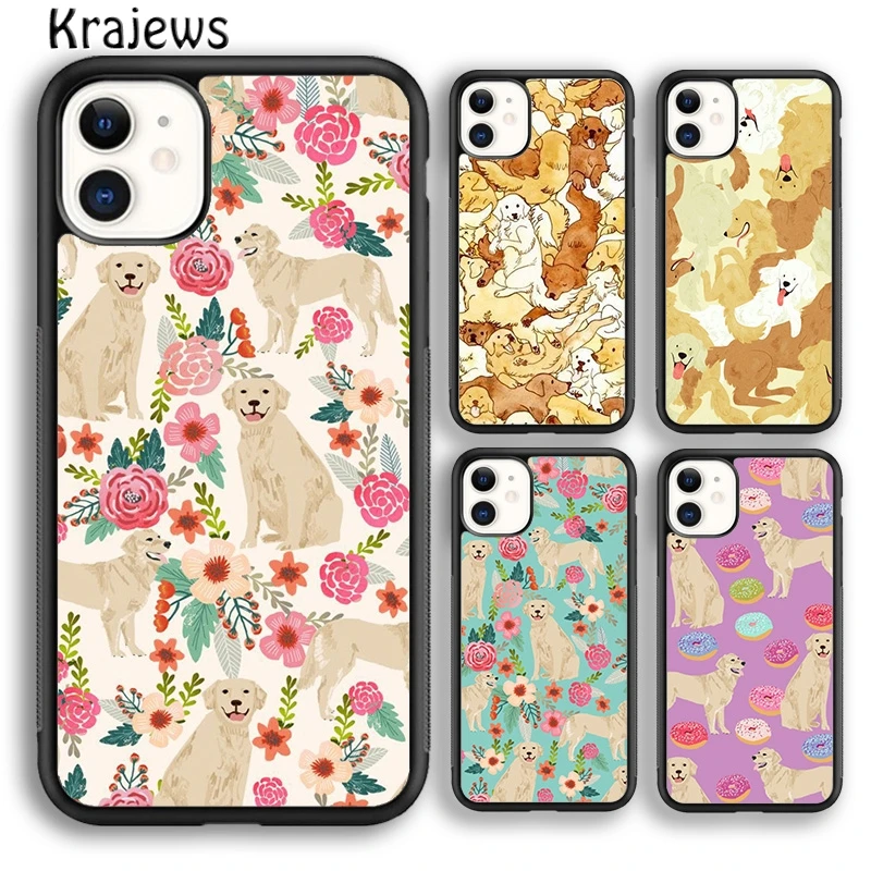 Krajews Cartoon Golden Retriever Dog Phone Case Cover For iPhone 16 15 14 plus XS XR 11 12 mini 13 pro max Fundas