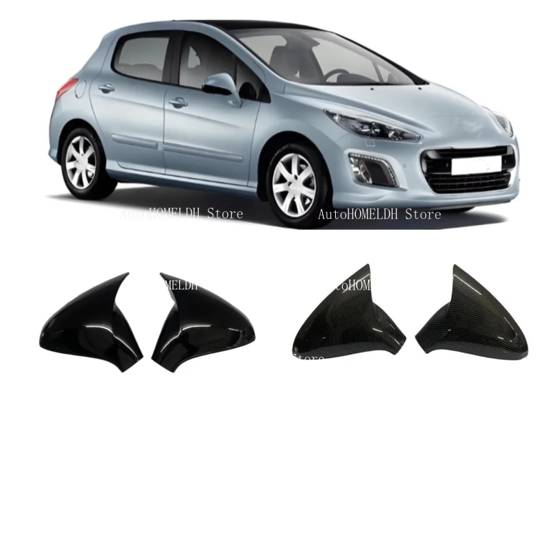 Car Sticker Rearview Side Mirror Cover Fit For Peugeot 308 2006-2013  207 2006-2014 Exterior Case Trim Shell Housing Carbon