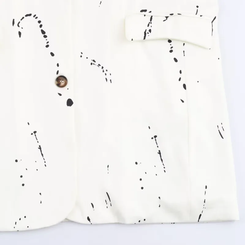 HKSH Primavera Autunno Nuove donne Blazer Colletto dentellato monopetto stampato con spalle scoperte Manica lunga Elegante cappotto di moda HK12834