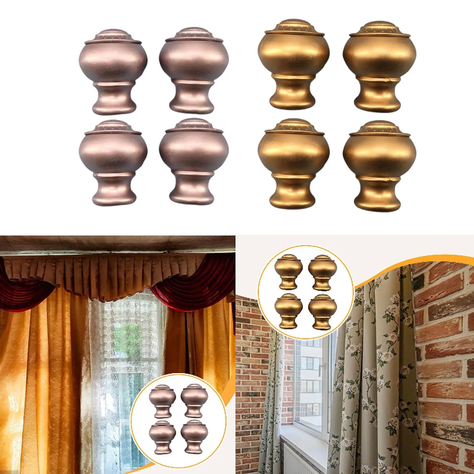 

Curtain Rod Finials Replacement Finials Wear-Resistant Accessories Drapery Rod
