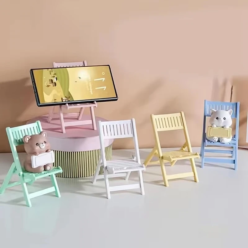 

Foldable Macaron Phone Holder Lazy Desktop Tablet Holder Beach Chair Portable Phone Holder Cute Chair Stool Creative Cartoon