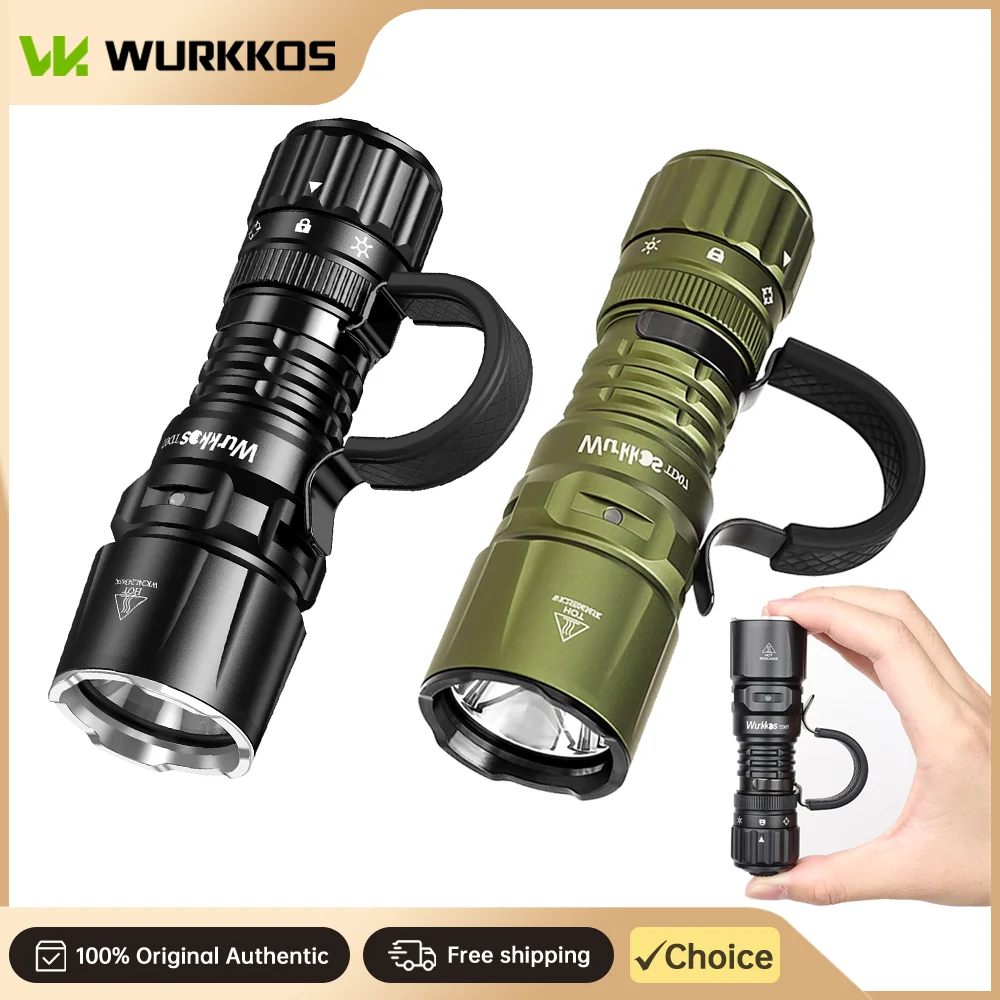 Wurkkos TD07 Tactical Flashlight 1300LM 18350 Dual-Color Switch Finger Ring Grip Professional Outdoor