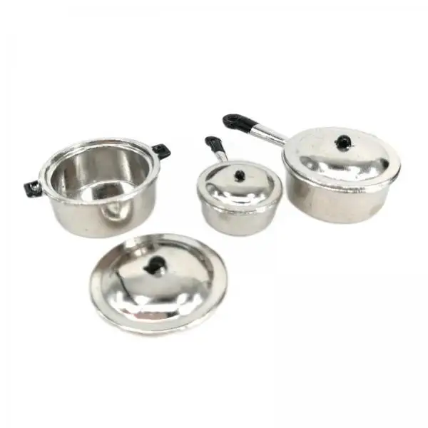 

Dollhouse Alloy Cooking Pot Set Miniature Kitchen Furniture Decor Model 1 12 for Doll House Role Play Gift
