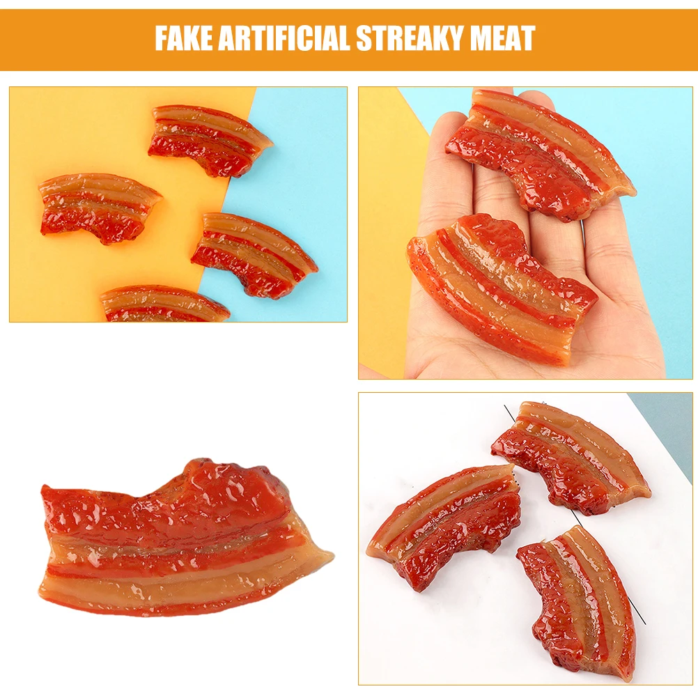 

6pcs Simulated Pork Belly Plaything Lifelike Food Model Decorative Fake Meat Kitchen Prop Mini Artificial Toy For