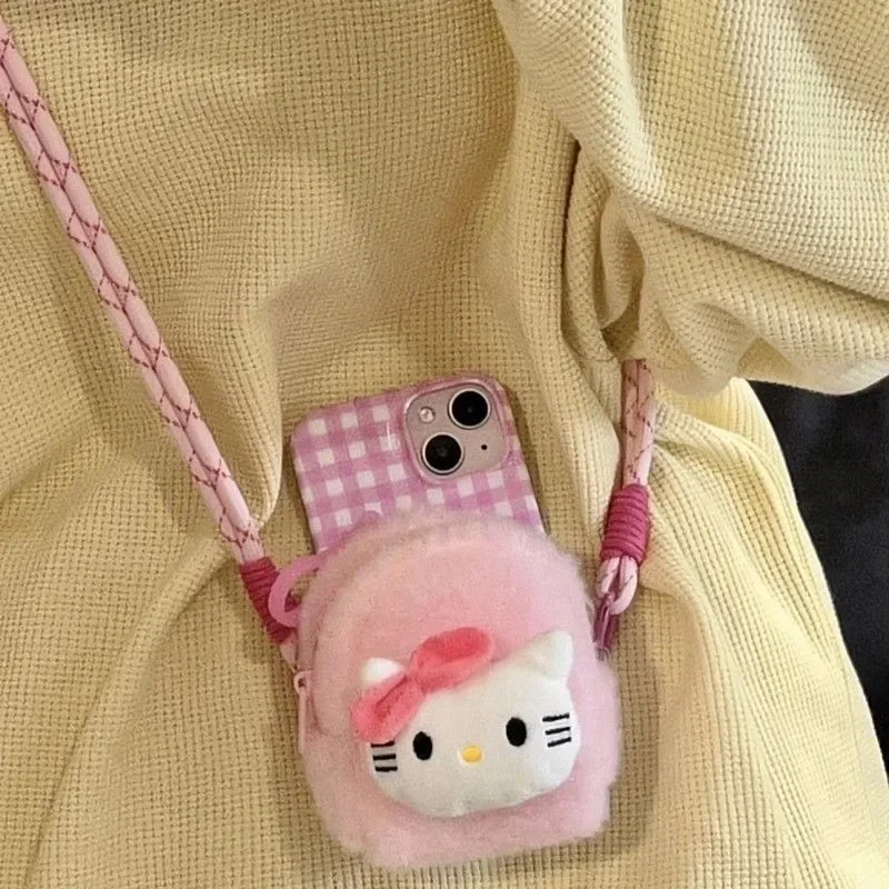 

kawaii Hello kitty phone lanyard coin purse mobile sanrio Apple phone case 15/14/13/12pro max mobile diagonal lanyard