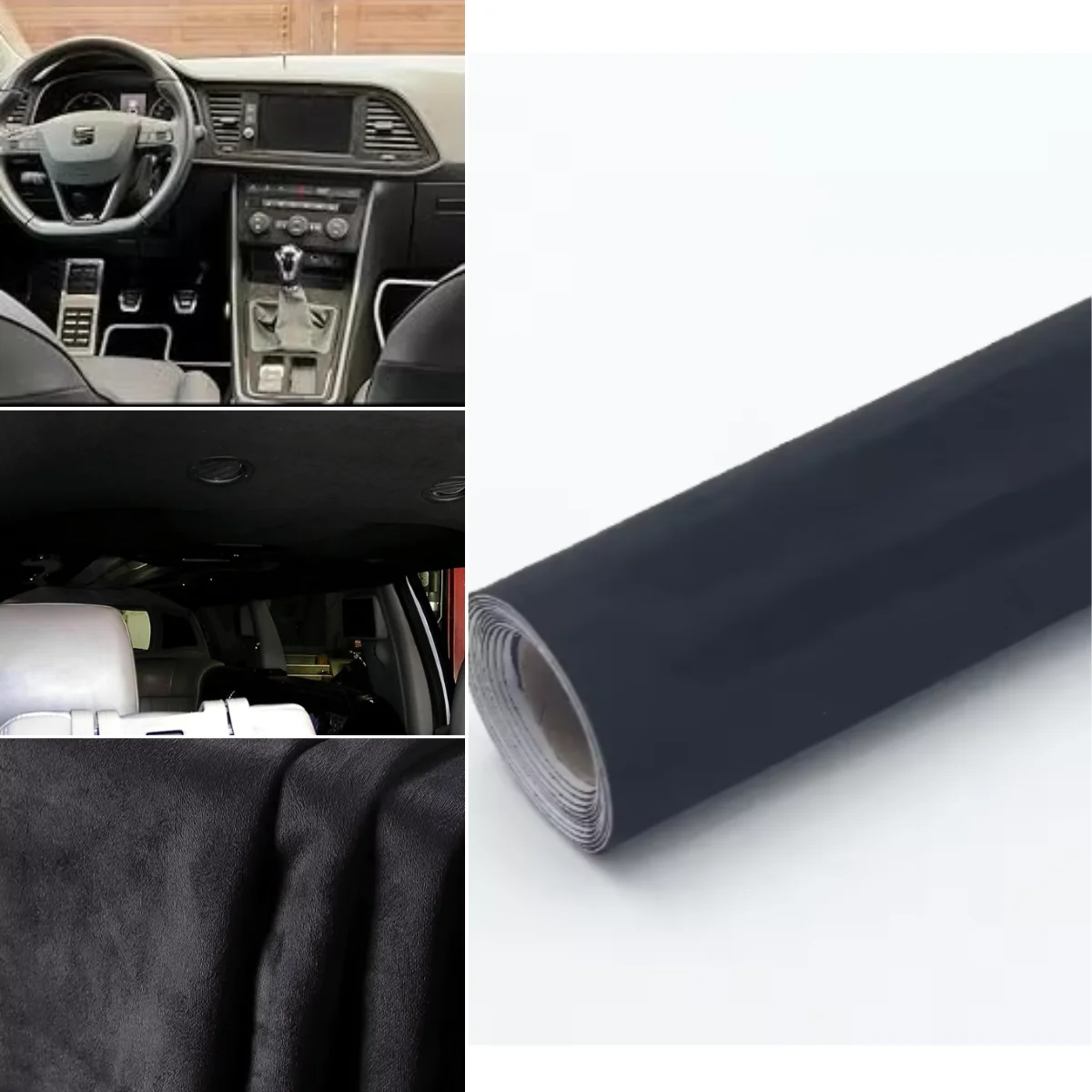 Black Suede Fabric Self Adhesive Alcantara Wrap Roll for Car Interior Repair Modification Door Panel Workbench DIY Fabrics Cloth