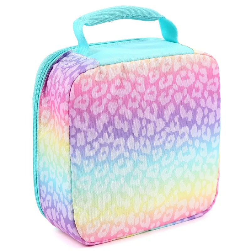 Lunch Box Combo with Ice Pack, Water Bottle, and Sandwich Container, Rainbow Leopard
