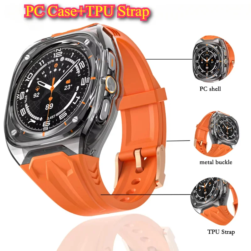 حزام سيليكون + حافظة كمبيوتر لساعة سامسونج جالاكسي الترا 47 ملم سوار معدل متكامل لساعة جالاكسي ملحقات حزام الترا