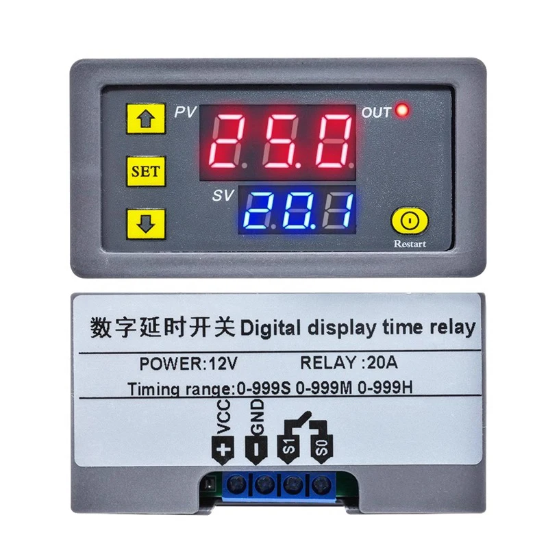 AC 12V/24V, DC 220V digitales Verzögerungszeitrelaismodul, einstellbare Zeit, unbegrenzte Zyklus-Netzschalterverzögerung, doppelte LED digitale D