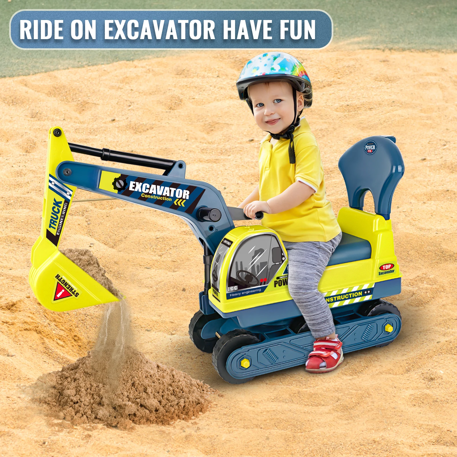 Ride-on Excavator Toy, Christmas Gift.
